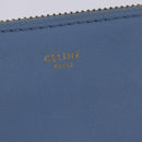 CELINE Trio Shoulder Bag Leather Light Blue Gold Auth BA5615-14