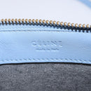 CELINE Trio Shoulder Bag Leather Light Blue Gold Auth BA5615-15