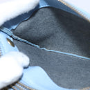 CELINE Trio Shoulder Bag Leather Light Blue Gold Auth BA5615-18