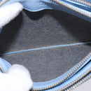 CELINE Trio Shoulder Bag Leather Light Blue Gold Auth BA5615-19