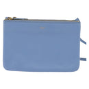CELINE Trio Shoulder Bag Leather Light Blue Gold Auth BA5615-2