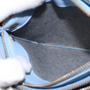 CELINE Trio Shoulder Bag Leather Light Blue Gold Auth BA5615-21