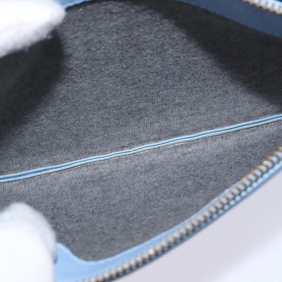 CELINE Trio Shoulder Bag Leather Light Blue Gold Auth BA5615