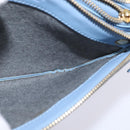 CELINE Trio Shoulder Bag Leather Light Blue Gold Auth BA5615-23