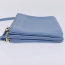CELINE Trio Shoulder Bag Leather Light Blue Gold Auth BA5615-4
