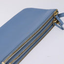 CELINE Trio Shoulder Bag Leather Light Blue Gold Auth BA5615-6