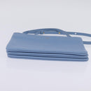 CELINE Trio Shoulder Bag Leather Light Blue Gold Auth BA5615-9