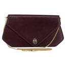 Christian Dior Chain Shoulder Bag Leather Bordeaux Gold Auth BA5616-1