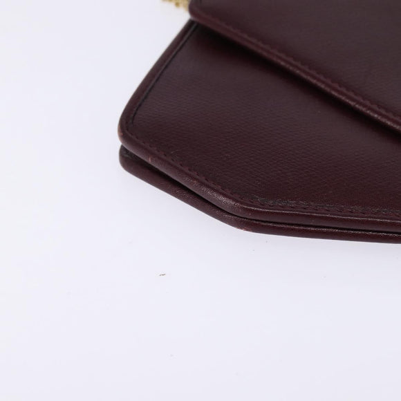 Christian Dior Chain Shoulder Bag Leather Bordeaux Gold Auth BA5616
