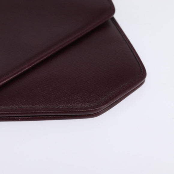 Christian Dior Chain Shoulder Bag Leather Bordeaux Gold Auth BA5616