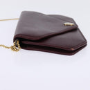 Christian Dior Chain Shoulder Bag Leather Bordeaux Gold Auth BA5616-4