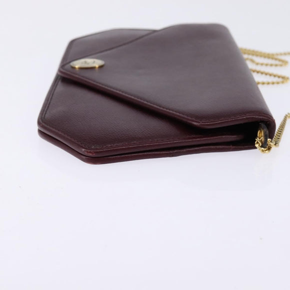 Christian Dior Chain Shoulder Bag Leather Bordeaux Gold Auth BA5616
