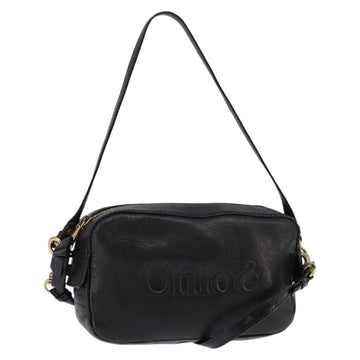 Chloe Hand Bag Leather 2way Black Gold Auth BA5617