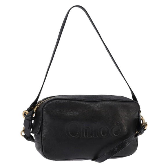 Chloe Hand Bag Leather 2way Black Gold Auth BA5617