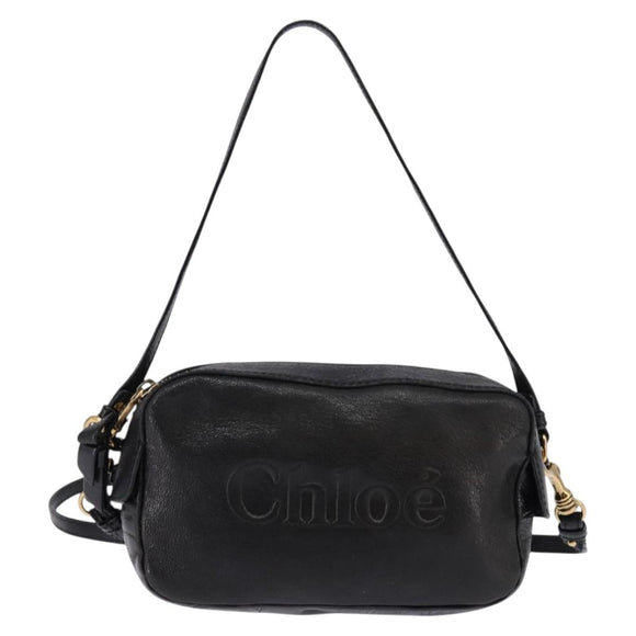 Chloe Hand Bag Leather 2way Black Gold Auth BA5617