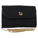 Christian Dior Honeycomb Canvas Chain Shoulder Bag Black Gold Auth BA5626-1