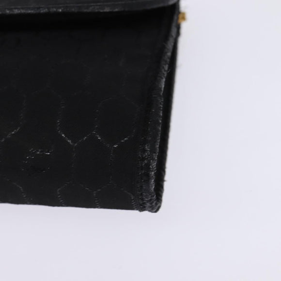 Christian Dior Honeycomb Canvas Chain Shoulder Bag Black Gold Auth BA5626