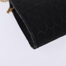 Christian Dior Honeycomb Canvas Chain Shoulder Bag Black Gold Auth BA5626-15