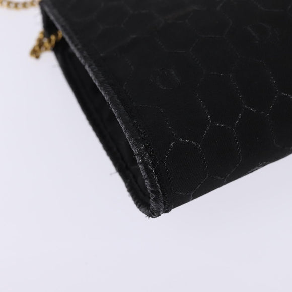 Christian Dior Honeycomb Canvas Chain Shoulder Bag Black Gold Auth BA5626