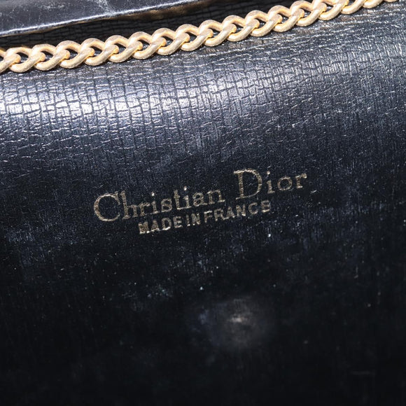 Christian Dior Honeycomb Canvas Chain Shoulder Bag Black Gold Auth BA5626