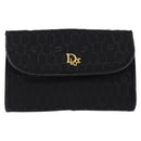 Christian Dior Honeycomb Canvas Chain Shoulder Bag Black Gold Auth BA5626-13
