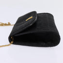 Christian Dior Honeycomb Canvas Chain Shoulder Bag Black Gold Auth BA5626-3