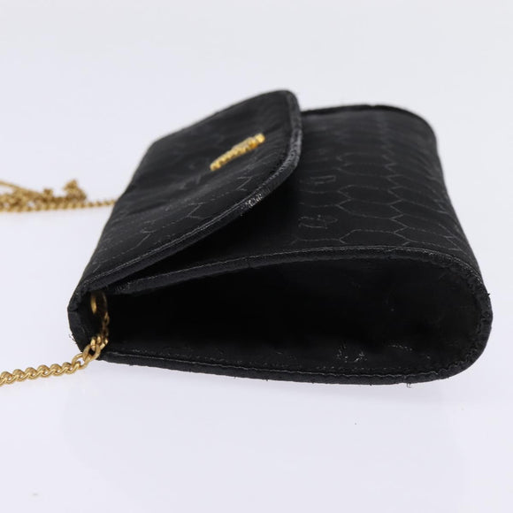 Christian Dior Honeycomb Canvas Chain Shoulder Bag Black Gold Auth BA5626