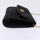 Christian Dior Honeycomb Canvas Chain Shoulder Bag Black Gold Auth BA5626-4
