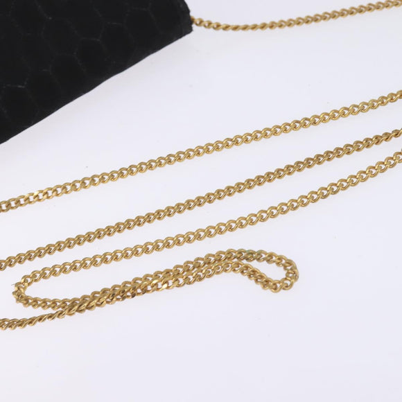 Christian Dior Honeycomb Canvas Chain Shoulder Bag Black Gold Auth BA5626