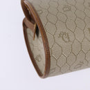Christian Dior Honeycomb Canvas Shoulder Bag PVC Beige Gold Auth BA5627-12