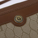 Christian Dior Honeycomb Canvas Shoulder Bag PVC Beige Gold Auth BA5627-14