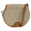 Christian Dior Honeycomb Canvas Shoulder Bag PVC Beige Gold Auth BA5629-1