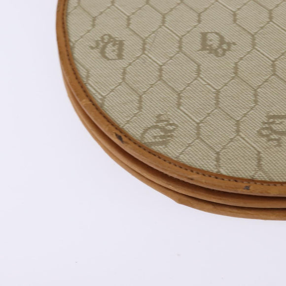 Christian Dior Honeycomb Canvas Shoulder Bag PVC Beige Gold Auth BA5629