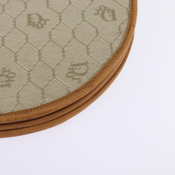 Christian Dior Honeycomb Canvas Shoulder Bag PVC Beige Gold Auth BA5629