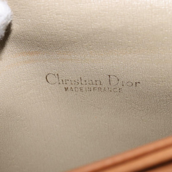 Christian Dior Honeycomb Canvas Shoulder Bag PVC Beige Gold Auth BA5629