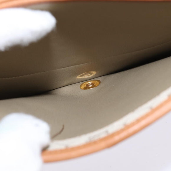 Christian Dior Honeycomb Canvas Shoulder Bag PVC Beige Gold Auth BA5629