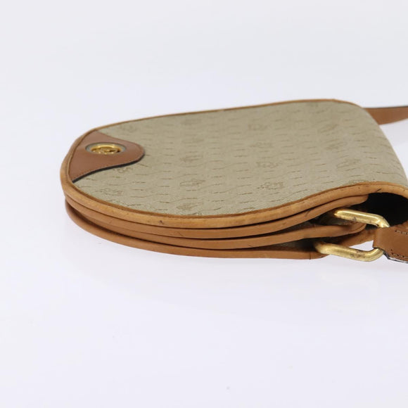 Christian Dior Honeycomb Canvas Shoulder Bag PVC Beige Gold Auth BA5629