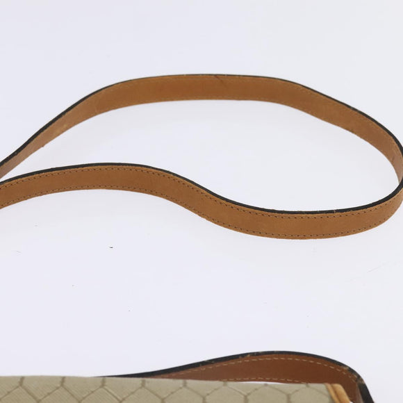 Christian Dior Honeycomb Canvas Shoulder Bag PVC Beige Gold Auth BA5629