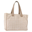 CHANEL New Travel Line Tote Bag Nylon Beige Gold CC Auth BA5630-1