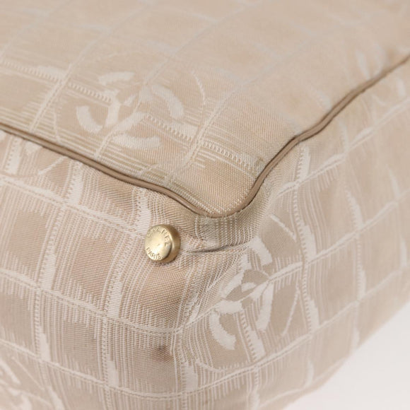 CHANEL New Travel Line Tote Bag Nylon Beige Gold CC Auth BA5630