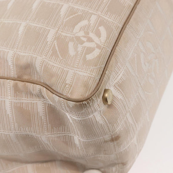 CHANEL New Travel Line Tote Bag Nylon Beige Gold CC Auth BA5630