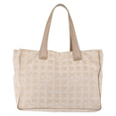 CHANEL New Travel Line Tote Bag Nylon Beige Gold CC Auth BA5630-2
