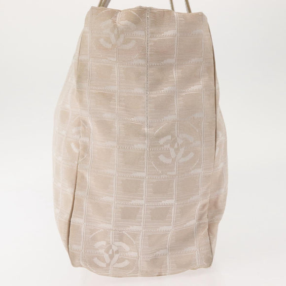 CHANEL New Travel Line Tote Bag Nylon Beige Gold CC Auth BA5630
