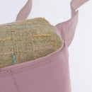 CHANEL 2.55 Shoulder Bag Tweed Beige Gold CC Auth BA5633-16