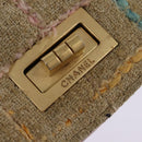CHANEL 2.55 Shoulder Bag Tweed Beige Gold CC Auth BA5633-10
