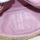 CHANEL 2.55 Shoulder Bag Tweed Beige Gold CC Auth BA5633-11