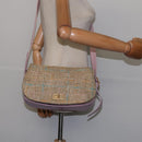 CHANEL 2.55 Shoulder Bag Tweed Beige Gold CC Auth BA5633-23