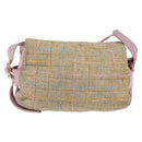 CHANEL 2.55 Shoulder Bag Tweed Beige Gold CC Auth BA5633-2