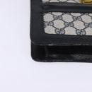 GUCCI GG Supreme Sherry Line Shoulder Bag PVC Navy Gold Red Auth BA5636-10