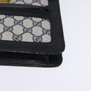 GUCCI GG Supreme Sherry Line Shoulder Bag PVC Navy Gold Red Auth BA5636-11